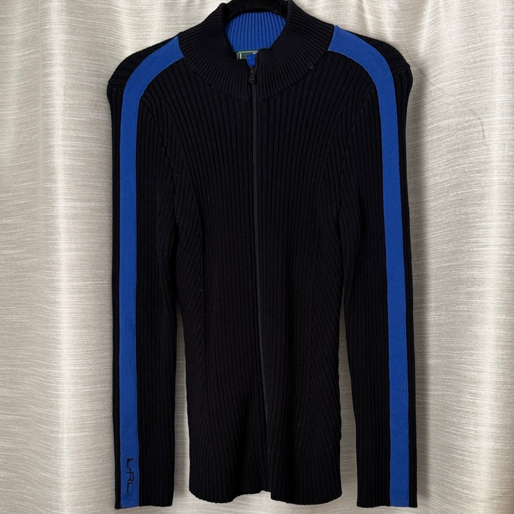 Ralph Lauren Black and Blue Zip-Up Top